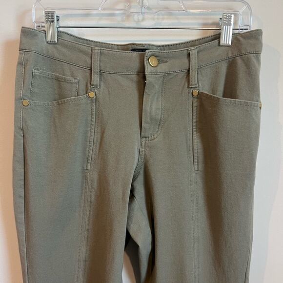 GILI Pants Women 10 Green Duel Stretch Front Slit Flare Boho Spring Western - Picture 5 of 10